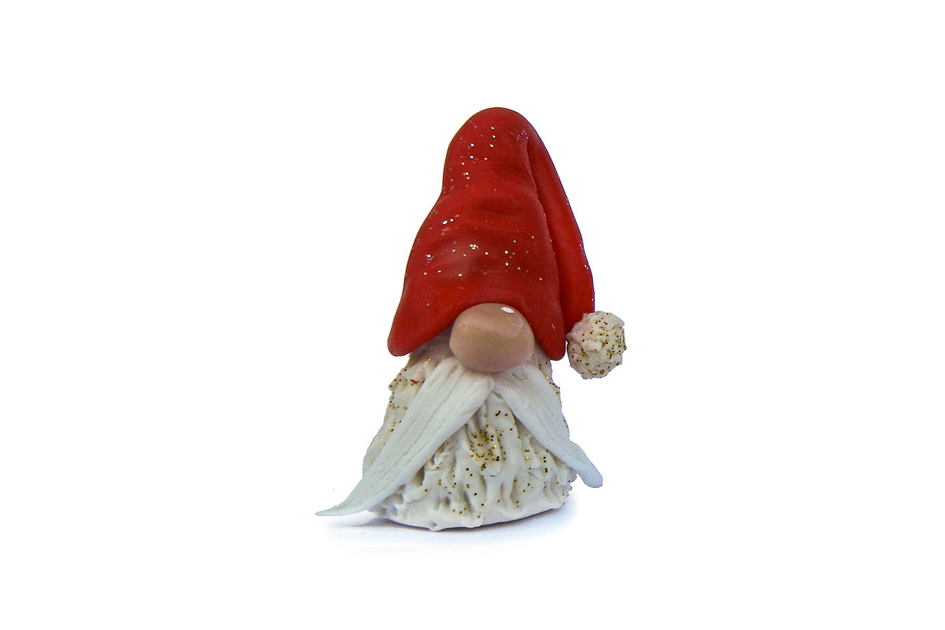 gnomo nano con cappello rosso realizzato in porcellana fredda